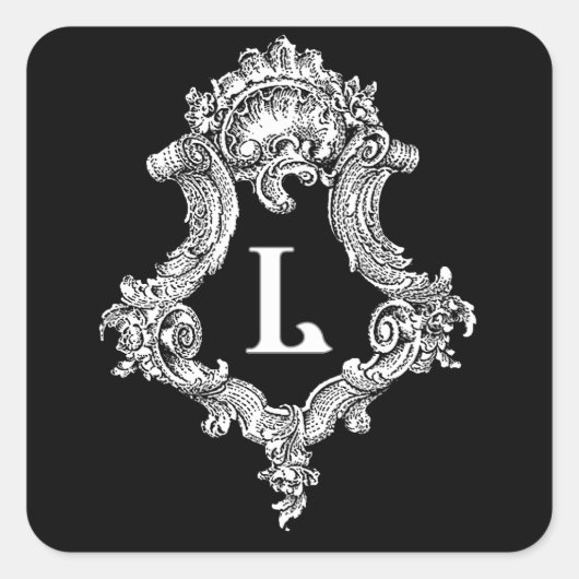 L Monogram Initiaal Vierkante Sticker (Voorkant)