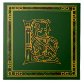 L Monogram "Irish Gold on Green" keramische Tegels Tegeltje (Voorkant)