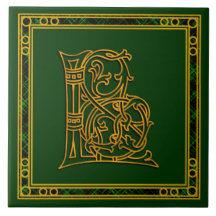 L Monogram "Irish Gold on Green" keramische Tegels