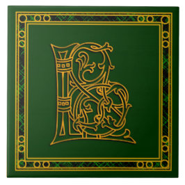 L Monogram "Irish Gold on Green" keramische Tegels Tegeltje