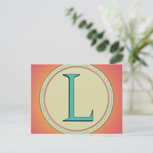 L MONOGRAM LETTER BRIEFKAART (Staand voorkant)