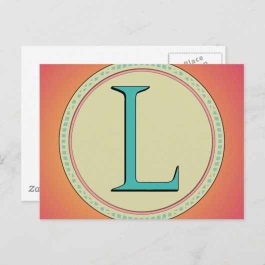 L MONOGRAM LETTER BRIEFKAART (Voorkant / Achterkant)