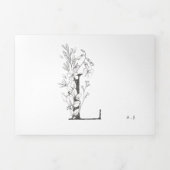 'L' Monogram mooi geborsteld Floral Wedding Drieluik Uitnodiging (Cover)