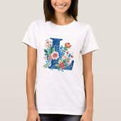 L Monogram ornate floral design T-shirt (Voorkant)