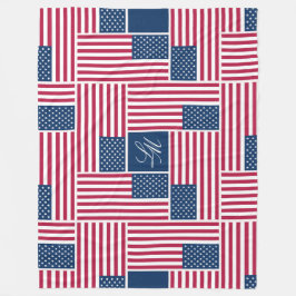 L Monogram Patriottische Amerikaanse Vlag American Fleece Deken