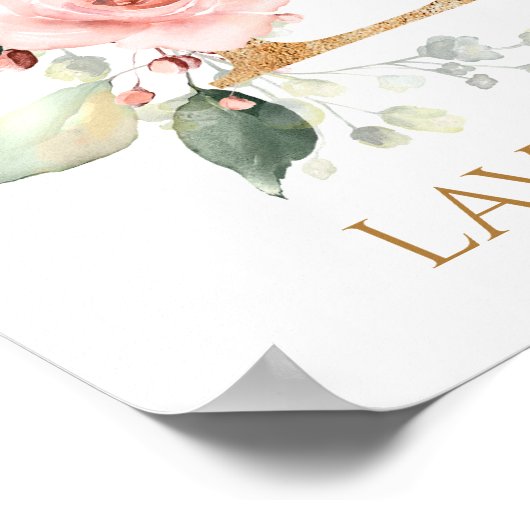 L Monogram roze roze roze roze zure Poster (Hoek)