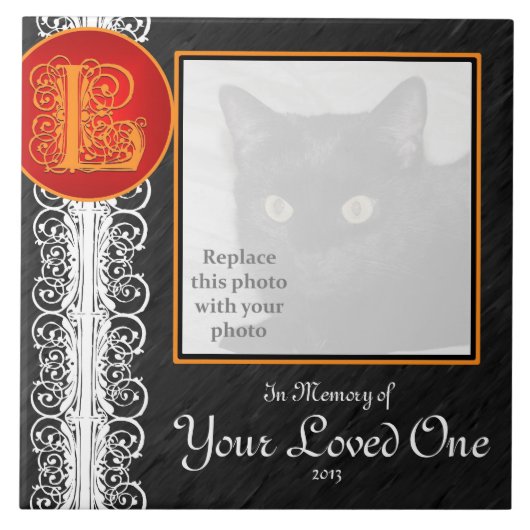 L Monogram "ter nagedachtenis aan uw geliefde" Teg Tegeltje (Voorkant)