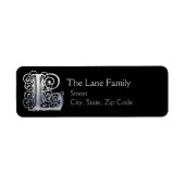L Monogram "Zilveren Kant" ontwerp Adreslabels Etiket (Voorkant)