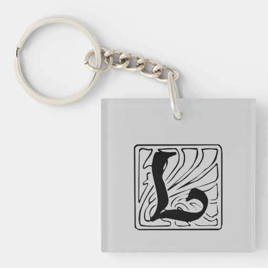 L Monogramm schwarz Sleutelhanger (voorkant)