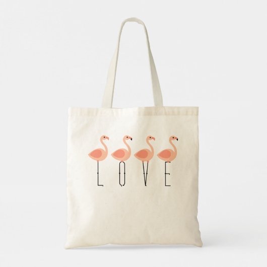 L-O-V-E Flamingos Canvas tas - Roze Flamingos Tas (Achterkant)