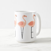 L-O-V-E Flamingo's - Roze Flamingo LOVE Coffee Mok (Voorkant rechts)