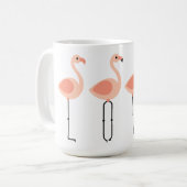 L-O-V-E Flamingo's - Roze Flamingo LOVE Coffee Mok (Voorkant links)