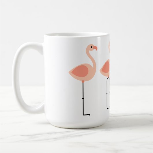 L-O-V-E Flamingo's - Roze Flamingo LOVE Coffee Mok (Links)