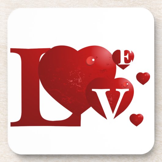 L.O.V.E. Harten Drankjes Onderzetter (Voorkant)