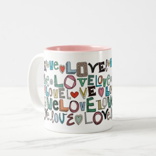 l o v e LOVE Tweekleurige Koffiemok (Voorkant links)
