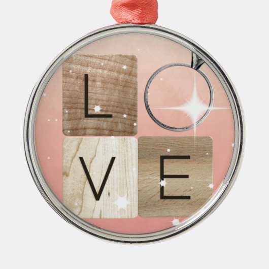 L-o-v-e Tegels Metalen Ornament (Voorkant)
