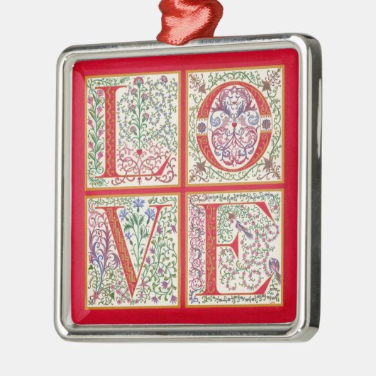 L-O-V-E-versiering Metalen Ornament (Links)