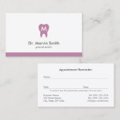 L Paarse Tandarts Monogram Tand Dental Afspraak Afsprakenkaartje (Voorkant / Achterkant)