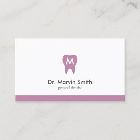 L Paarse Tandarts Monogram Tand Dental Afspraak Afsprakenkaartje (Voorkant)
