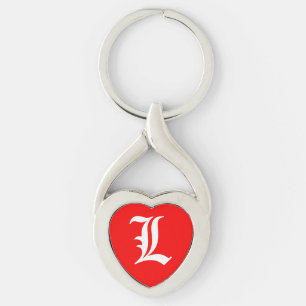 "L" Red Heart Sleutelhanger