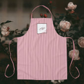 L Roze Stripe Roos Pattern Initiaal Monogram Schort