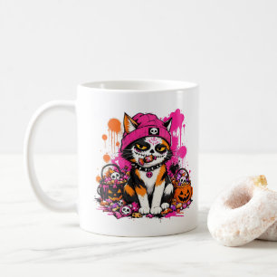 L&S Suiker Schedel Calico Kat Halloween Koffiemok