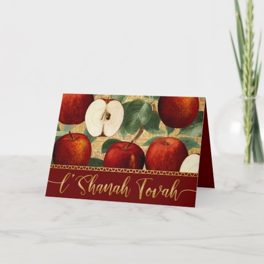 L. Shanah Tova Rosh Hashanah Joodse Apples Red Feestdagen Kaart (Voorkant)