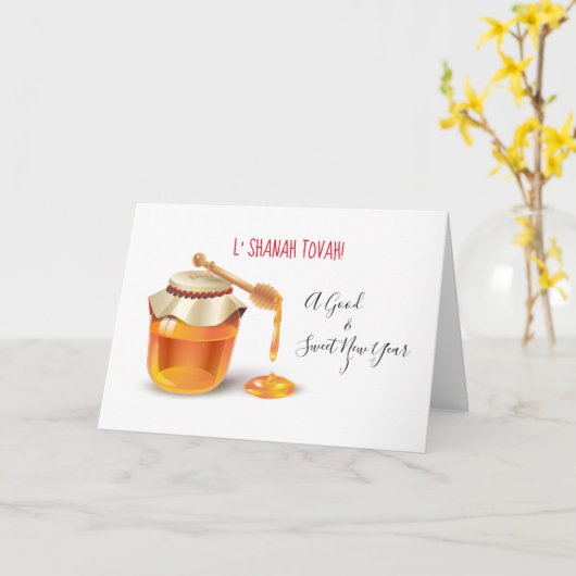 L Shanah Tovah! Een goede en Zoete Honing van het Kaart (Gele Bloem)
