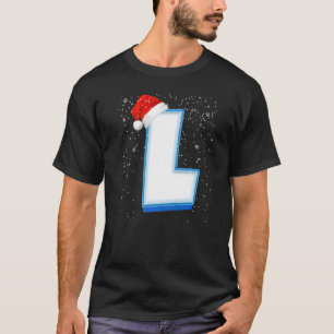 L Snowy Hoofdstad Kerstmis Monogram Alfabet Letter T-shirt