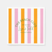 L&T The Beach Club Sinaasappel Roze Cabana Stripe Servet (Voorkant)