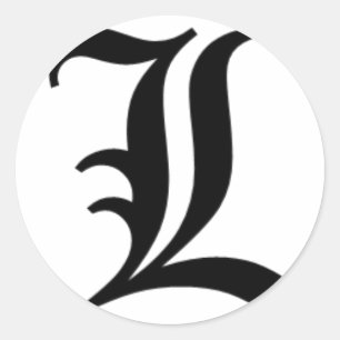 L-tekst Oudengels Ronde Sticker