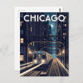 L Train Chicago Illinois Travel Briefkaart (Voorkant / Achterkant)