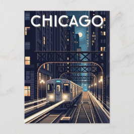L Trein Chicago Illinois Reizen Briefkaart