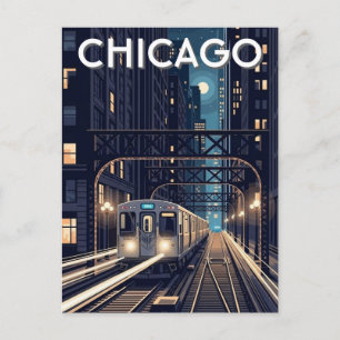 L Trein Chicago Illinois Reizen Briefkaart
