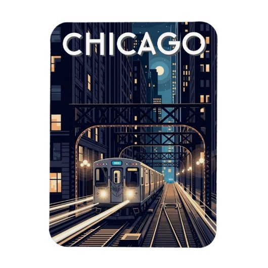 L Trein Chicago Illinois Reizen Magneet (Verticaal)