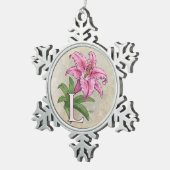 L voor Lily Flower Alphabet Monogram Tin Sneeuwvlok Ornament (Rechts)