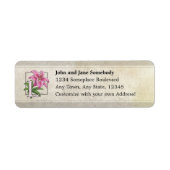 L voor Lily Flower Monogram Etiket (Voorkant)