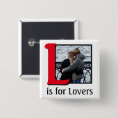 L voor Lovers Vierkante Button 5,1 Cm (Voorkant /achterkant)