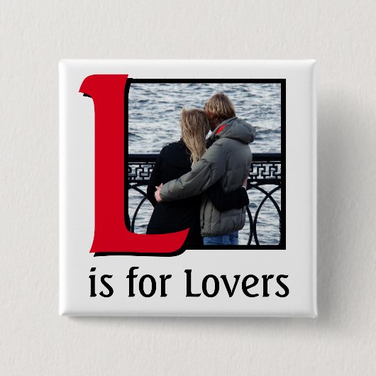 L voor Lovers Vierkante Button 5,1 Cm (Voorkant)