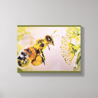 la abeja y la flor canvas afdruk