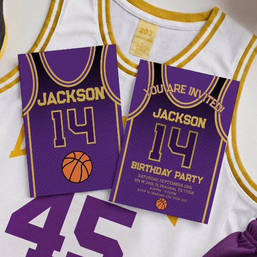 LA Basketball Team Birthday Invitation Kaart