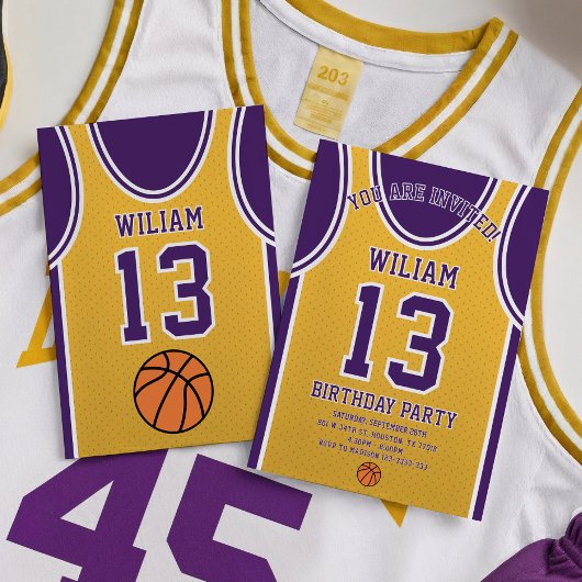 LA Basketball Team Jersey Verjaardag Uitnodiging