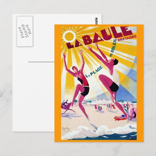 La Baule  French Travel Poster Briefkaart (Voorkant / Achterkant)