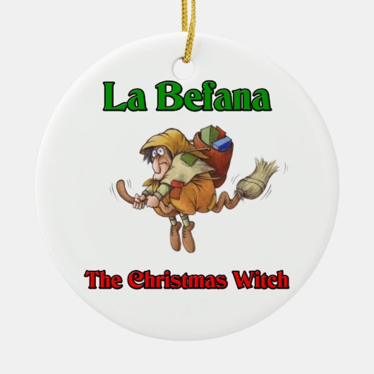 La Befana de kerstheks... Keramisch Ornament (Voorkant)