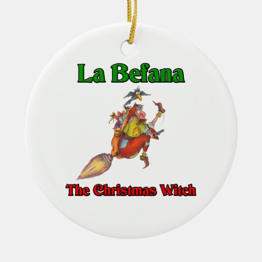La Befana de kerstheks... Keramisch Ornament (Voorkant)