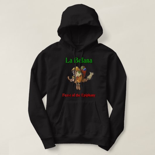 La Befana Feast of the Epiphany Raglan Baseball Te Hoodie (Design voorkant)