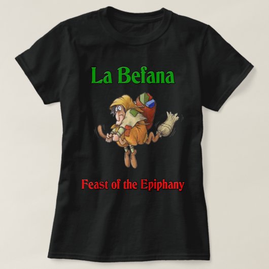 La Befana Feast of the Epiphany Raglan Baseball Te T-shirt (Design voorkant)