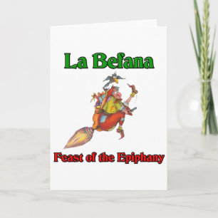 La Befana (Kerstheks) Feest van de Epifanie Feestdagen Kaart