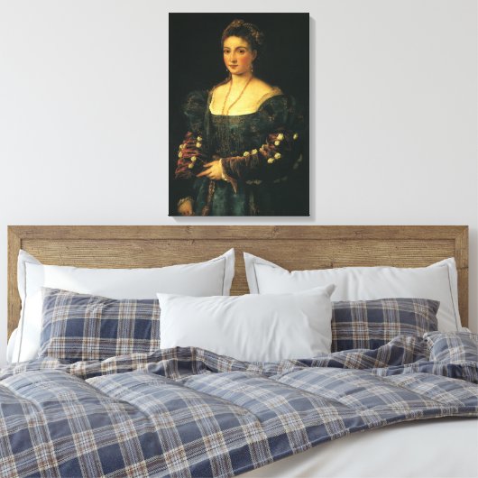 La Bella, Duchess of Urbino door Titiaan Canvas Afdruk (Insitu (Slaapkamer))