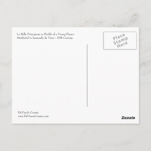 La Bella Principessa Briefkaart (Achterkant)